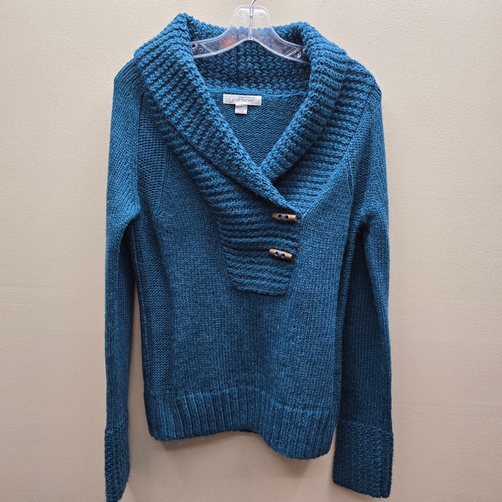 Gander Mountain Guide Series Knit Wool & Alpaca Blend Sweater Blue Size Small